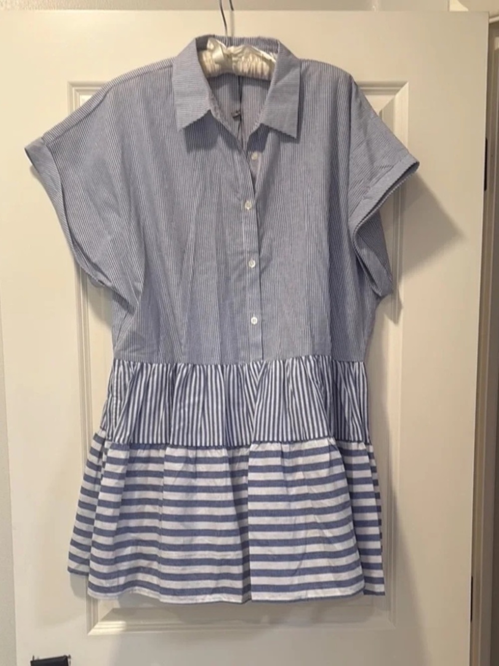 Mustard Seed Size Medium M Blue Striped Mini Dress lot6467
